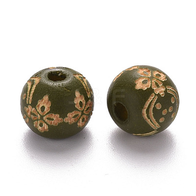 Painted Natural Wood Beads WOOD-N006-03A-06-1