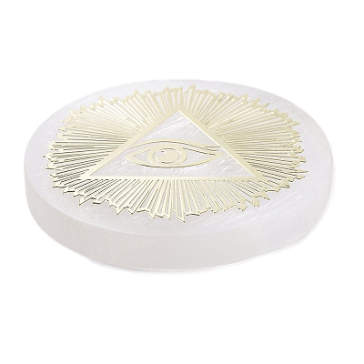 Flat Round Natural Selenite Slice Coasters DJEW-C015-02E-1