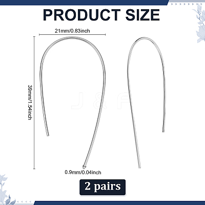 2 Pairs Sterling Silver Ear Wire STER-WH0061-46P-1