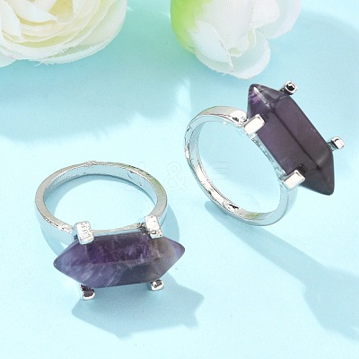 Natural Amethyst Finger Rings X-RJEW-P121-A02-1