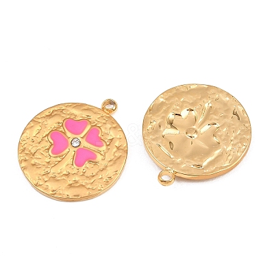 304 Stainless Steel Enamel & Crystal Rhinestone Pendants STAS-G398-28G-04-1