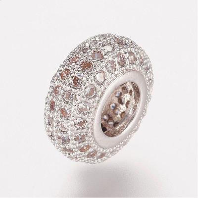 Brass Micro Pave Cubic Zirconia European Beads ZIRC-K063-29P-1