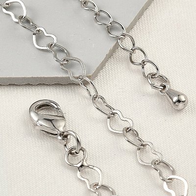 Brass Heart Link Bracelets for Women BJEW-G735-07P-1