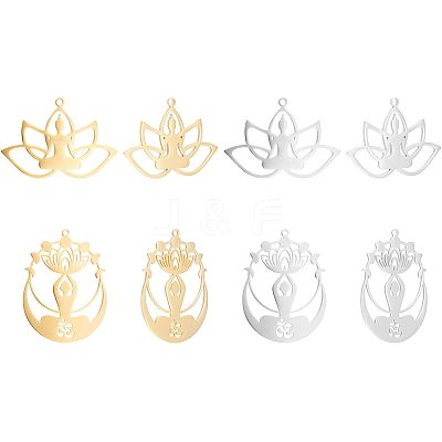 8Pcs 4 Styles 201 Stainless Steel Pendants STAS-UN0033-89-1