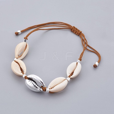 Cowrie Shell Beads Braided Bead Bracelets BJEW-JB04042-1