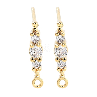 Brass Clear Cubic Zirconia Stud Earring Findings KK-A238-02C-G-1