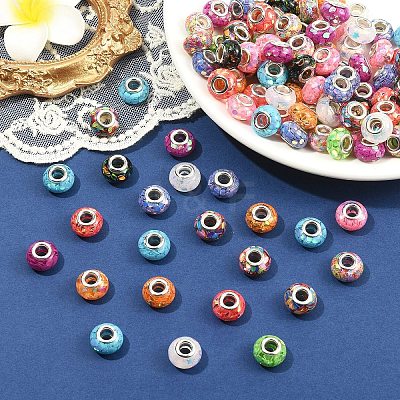 110Pcs 11 Colors Transparent Resin Rondelle European Beads RESI-YW0005-87-1