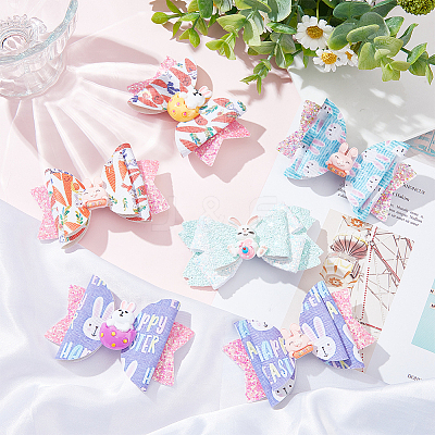 4 Sets 2 Style Baby Girl Hair Bowknot with Bunny Alligator Hair Clips Set MRMJ-GL0001-04-1