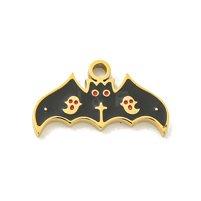 Halloween Theme Ion Plating(IP) 304 Stainless Steel Enamel Pendants STAS-M011-02B-1