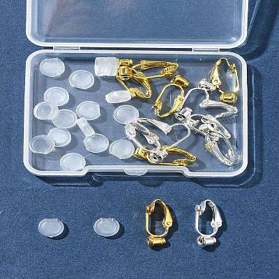 12Pcs 2 Color Brass Clip-on Earring Converters Findings KK-FS0001-31-1