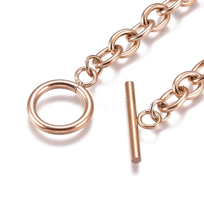 Unisex 304 Stainless Steel Cable Chain Bracelets BJEW-P245-39RG-1