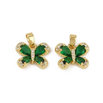 Brass Micro Pave Cubic Zirconia Charms KK-N254-229G-01-1