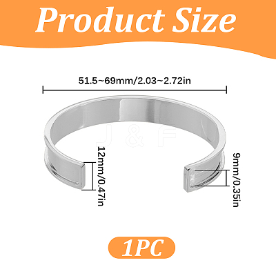 1Pc 304 Stainless Steel Grooved Cuff Bangles BJEW-SC0001-74P-1