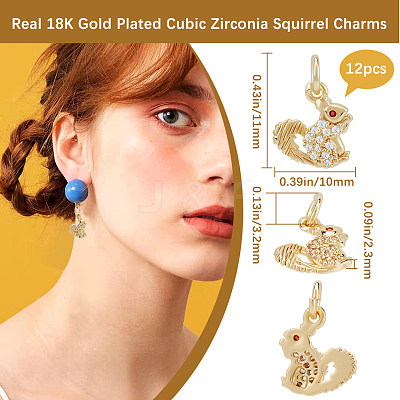 12Pcs Brass Micro Pave Cubic Zirconia Charms ZIRC-BBC0002-77-1
