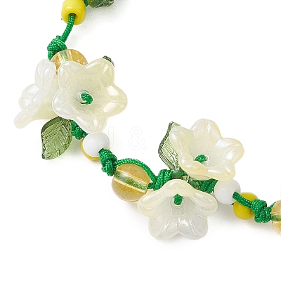 Flower Synthetic Citrine Braided Bracelets for Women BJEW-TA00625-03-1
