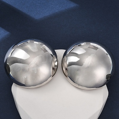 Brass Half Round Stud Earrings EJEW-Z125-01P-1