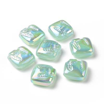 Rainbow Iridescent Plating Acrylic Beads OACR-A010-06B-1