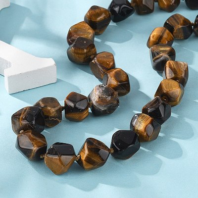 Natural Tiger Eye Nuggets Beaded Necklaces for Women Men NJEW-K388-01J-1