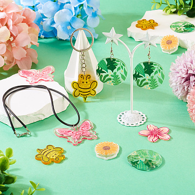 10Pcs 5 Style Transparent Acrylic Pendants TACR-TA0001-32-1