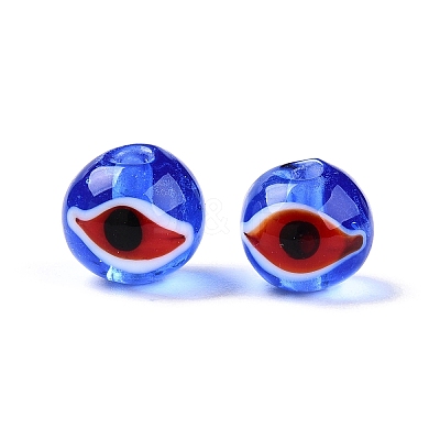 Handmad Evil Eye Round Lampwork Beads LAMP-T021-17B-1