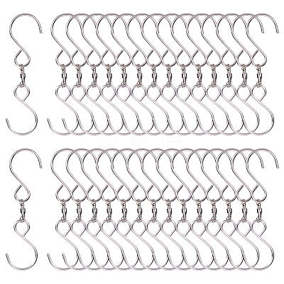 30Pcs Stainless Steel Spinning S Shaped Hooks AJEW-SP0001-43-1