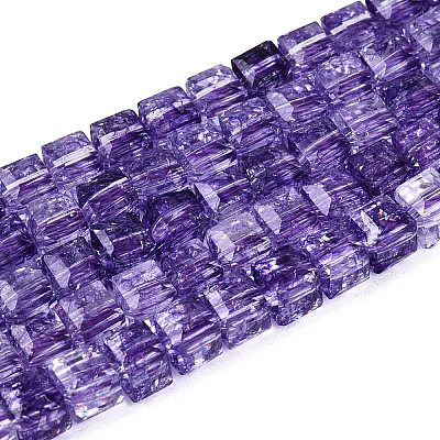 Crackle Transparent Glass Beads Strands GLAA-N062-4mm-10-1