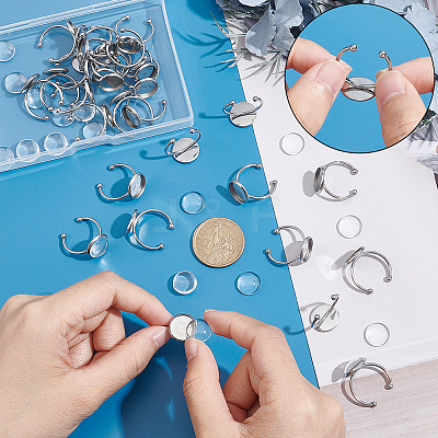 DIY Blank Dome Finger Ring Making Kit DIY-UN0004-18B-1