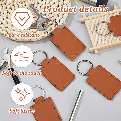 16Pcs Rectangle PU Leather Keychains KEYC-DC0001-45B-1