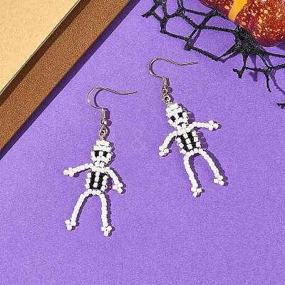 Halloween Glass Seed Bead Dangle Earrings EJEW-MZ00769-01-1