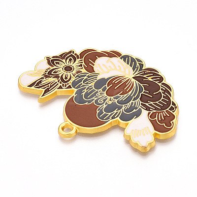 Rack Plating Alloy Enamel Big Pendants ENAM-N056-395B-G-1