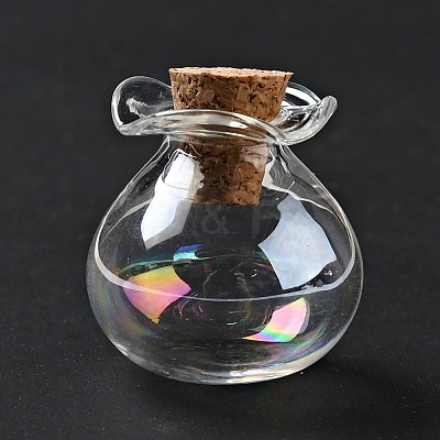 Lucky Bag Shape Glass Cork Bottles Ornament AJEW-A039-02K-1
