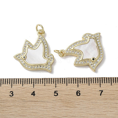 Brass Micro Pave Cubic Zirconia Pendants KK-G485-25A-G-1