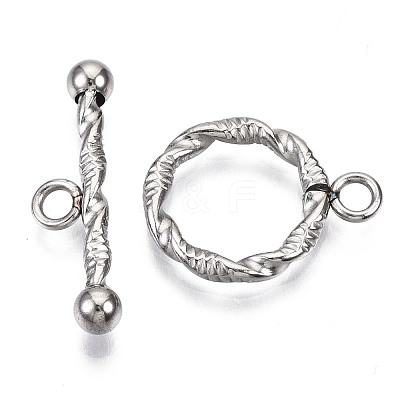 Non-Tarnish 201 Stainless Steel Toggle Clasps STAS-R115-03-1