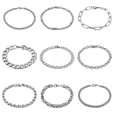 Unisex 304 Stainless Steel Chain Bracelets BJEW-TA0001-05P-1