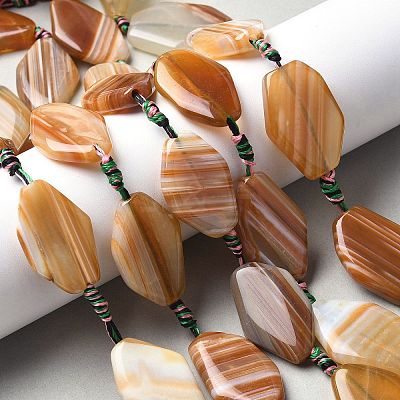 Natural Banded Agate/Striped Agate Beads Strands G-G196-A01-01-1