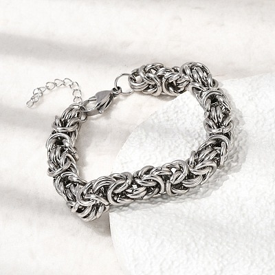 304 Stainless Steel Byzantine Chains Bracelets for Women BJEW-P399-01B-P-1