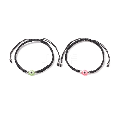 Resin Evil Eye Braided Bead Bracelet BJEW-JB08426-02-1