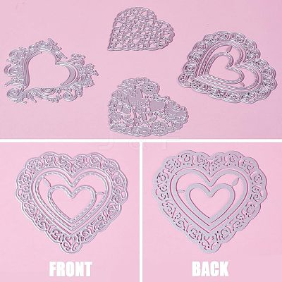 4Pcs 4 Styles Heart Carbon Steel Cutting Dies Stencils DIY-GF0007-80-1