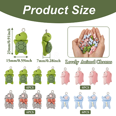 24Pcs 4 Styles Opaque Resin Pendants RESI-TA0002-07-1