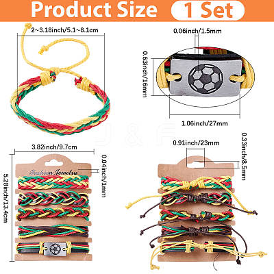 Leather Cord Braided Bracelets Set for Men Women BJEW-CL0001-43B-1