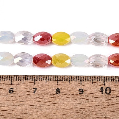 Electroplate Imitation Jade & Opaque & Transparent Glass Beads Strands EGLA-Q135-6x8MM-01B-1