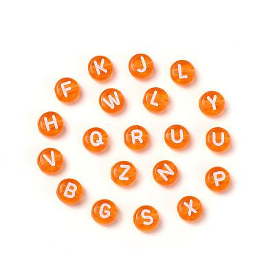 Transparent Dark Orange Acrylic Beads TACR-YW0001-08E-1