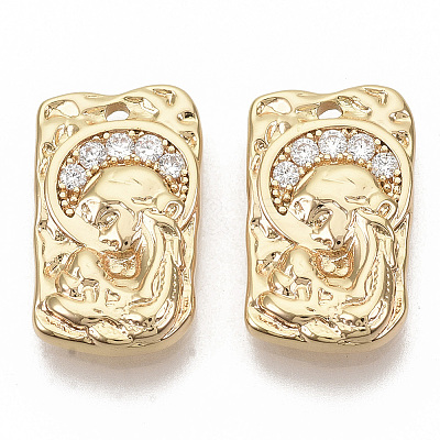 Brass Micro Pave Cubic Zirconia Pendants KK-T051-05G-NF-1