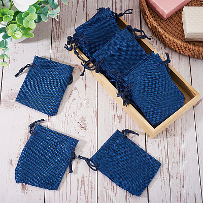 20Pcs Rectangle Polyester Imitation Burlap Packing Pouches Drawstring Bags ABAG-TA0001-95C-1