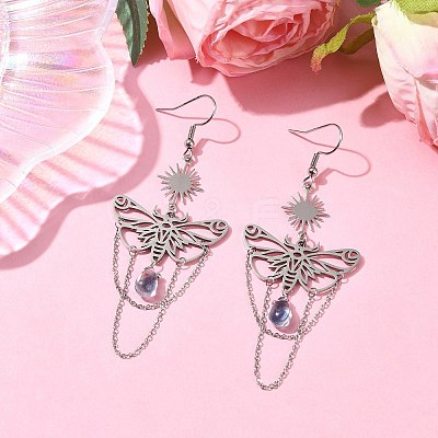 201 Stainless Steel Butterfly Dangle Earrings EJEW-TA00367-02-1
