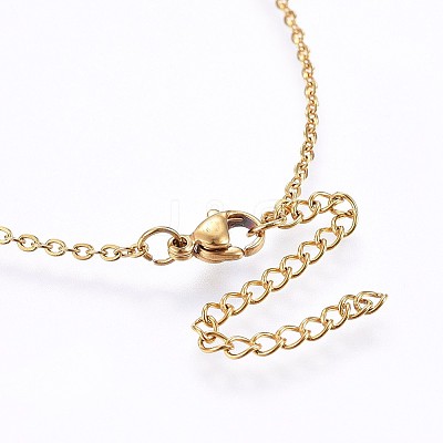 304 Stainless Steel Initial Pendant Necklaces X-NJEW-H486-30G-K-1