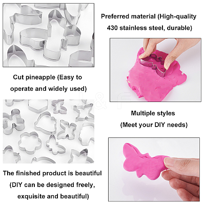 15Pcs 15 Style 430 Stainless Steel Cookie Cutters DIY-PH0010-18-1