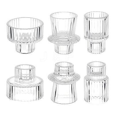 6Pcs 3 Styles CDouble-ended Glass Candlestick AJEW-OC0013-93-1