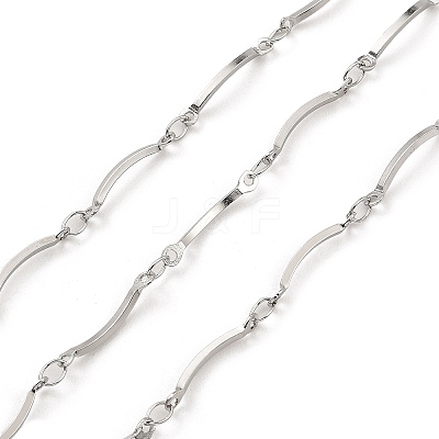 Tarnish Resistant Handmade 304 Stainless Steel Curved Bar Link Chains CHS-G025-05P-1