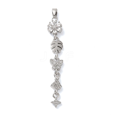 Brass Micro Pave Clear Cubic Zirconia Pendants LS-KK-D101-01B-P-1